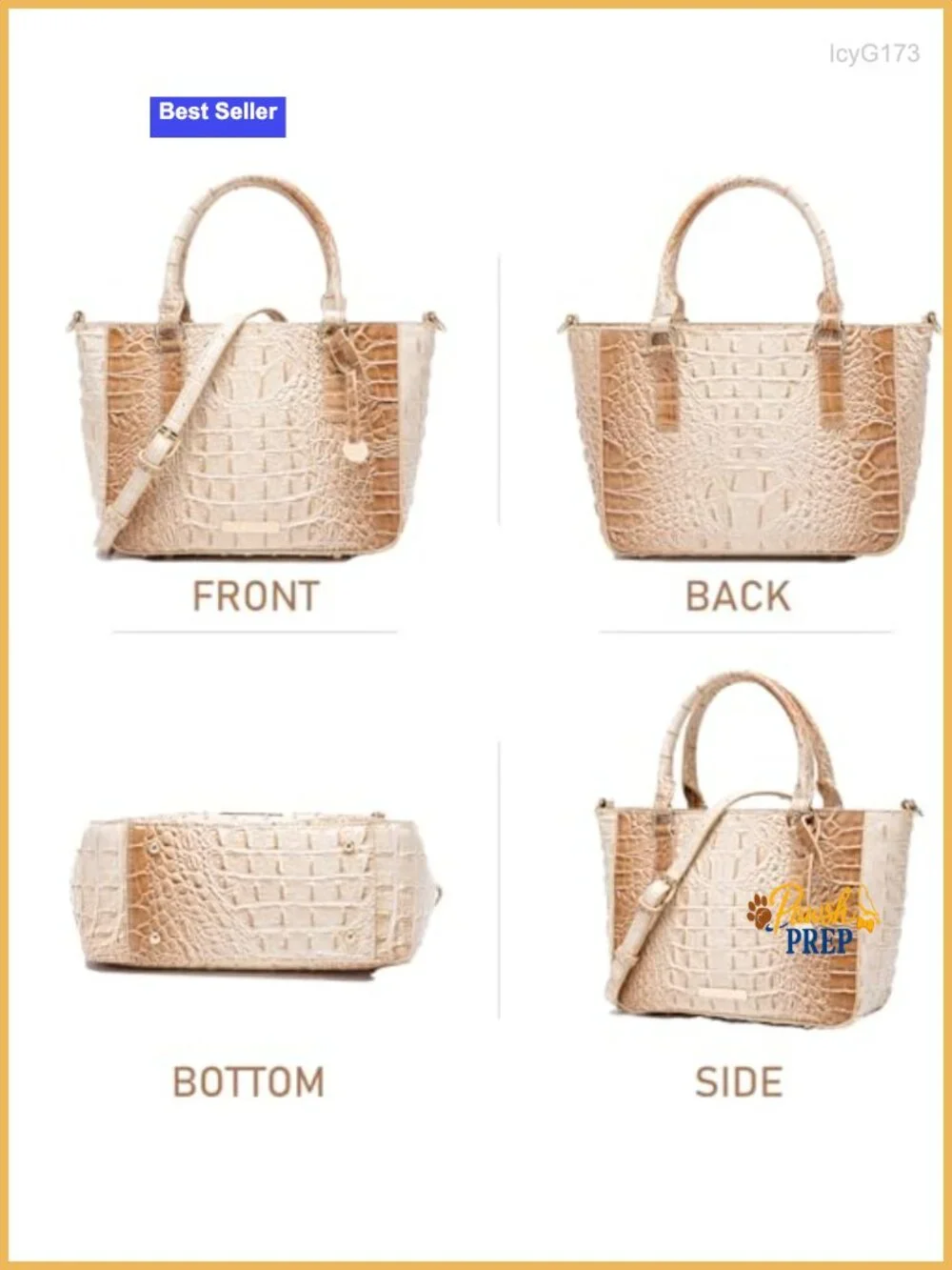 Women's Croc Embossed Leather Satchel Tote Bag with Shoulder Strap